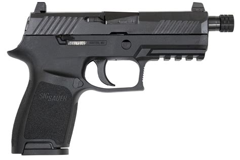 This configuration is popular as the comp looks like its part of the pistol and doesnt hang off the end. . Sig sauer p320 compact threaded barrel 9mm